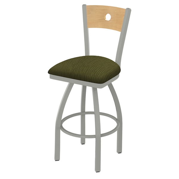 25" Swivel Counter Stool, Nickel Finish, Nat Back, Graph Parrot Seat